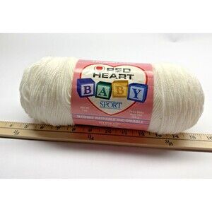Red Heart Baby Sport Yarn White 7oz 3 Ply Acrylic No Dye Lot Vintage